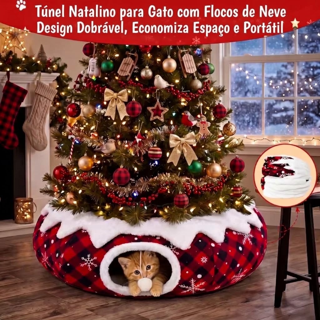 Toca Natalina Pet - sob a árvore de Natal