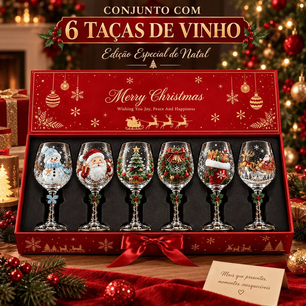 Conjunto de 6 Taças de Vinho Especial de Natal