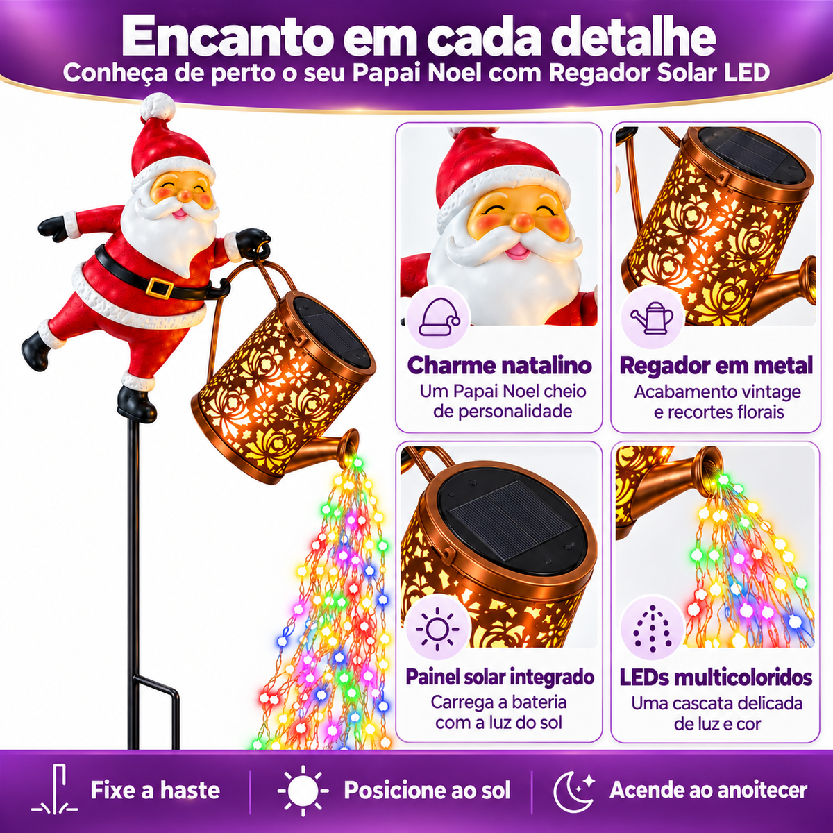 Papai Noel com Regador Solar - detalhes