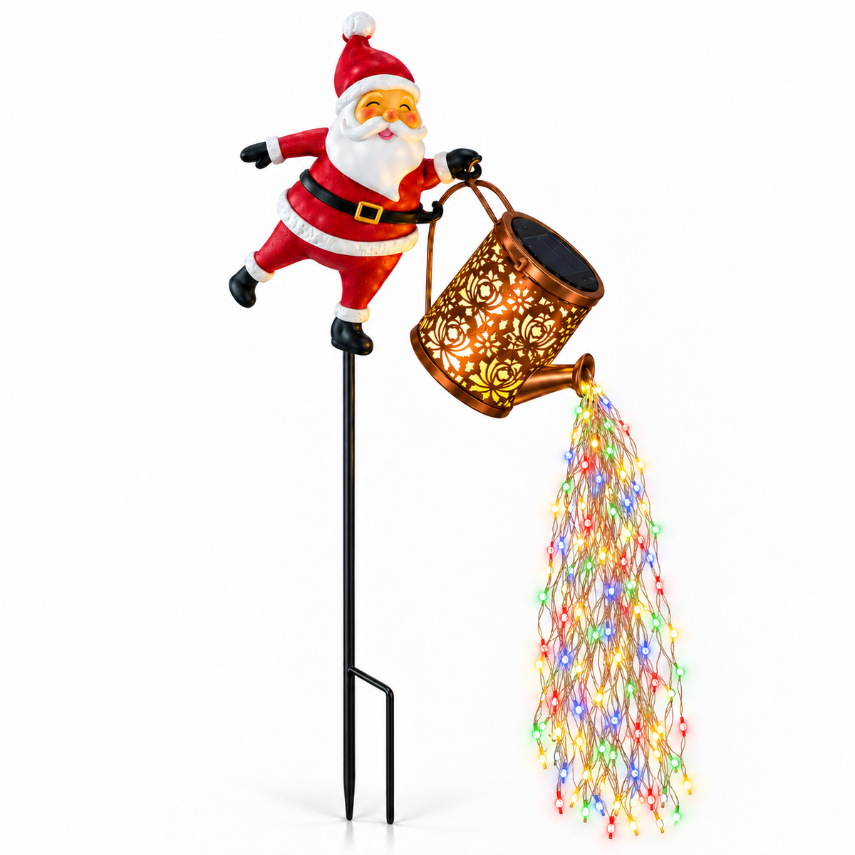 Papai Noel com Regador Solar - cenário noturno