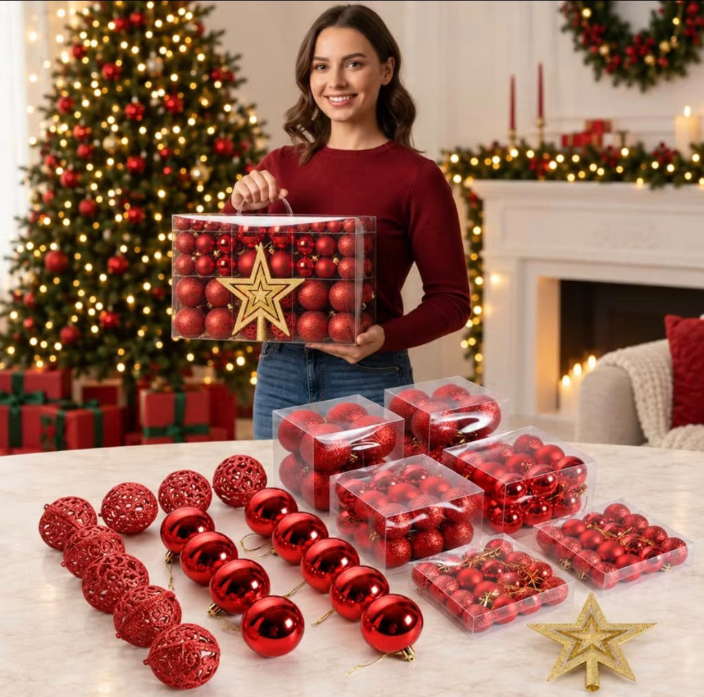 Kit de Bolas de Natal - maleta com alça e bolas organizadas