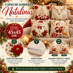 Kit Capas de Almofada Papai Noel Natalino 45x45cm